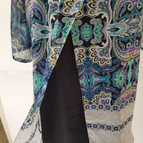 Dana Buchman blouse Multicolor Paisley open back. - Size L - Picture 3 of 4